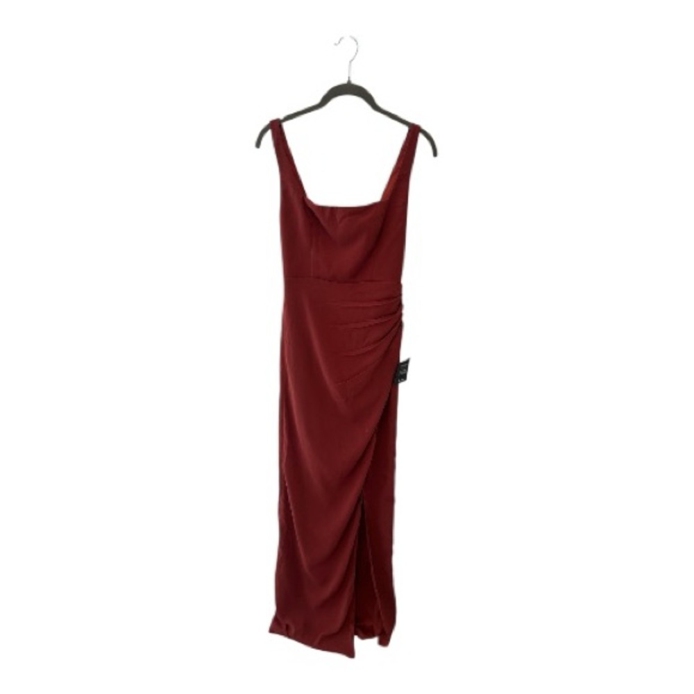 Lulus Glamorous Disposition Rust Ruched Maxi Dress size XS